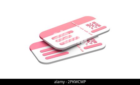 Preparativi per un viaggio felice via. Aereo, biglietto, bagaglio, passaporto, ecc. 3D rendering Foto Stock