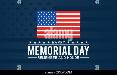 Memorial Day - ricordare e onore. Celebrazione del Memorial Day degli Stati Uniti. Modello vettoriale per banner, biglietto d'auguri, poster con sfondo. Rapporto di illustrazione del vettore Illustrazione Vettoriale