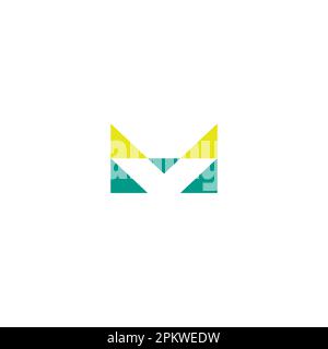 Modello con logo triangolare lettera M. M icona iniziale Design moderno Illustrazione Vettoriale