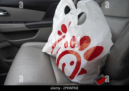 Ordine di cibo per app mobile da Chick-fil-A. (USA) Foto Stock