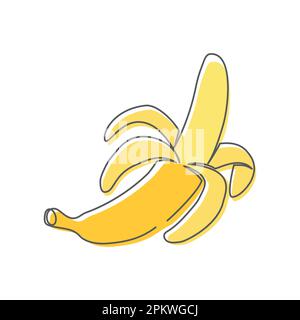 Banana una linea di disegno su sfondo bianco Illustrazione Vettoriale
