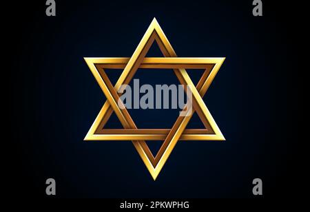 Icona del segno Star David, simbolo religioso israeliano ebraico. Illustrazione vettoriale Illustrazione Vettoriale