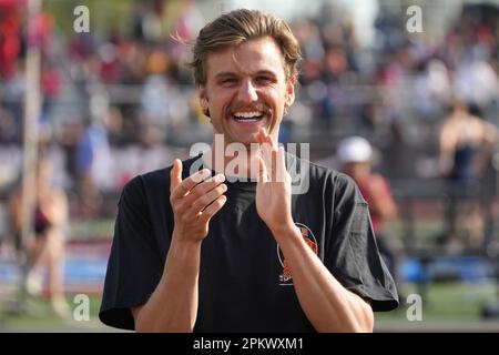 Craig Engels all'Arcadia Invitational High School Track Meeting, sabato 8 aprile 2023, ad Arcadia, calib. Foto Stock