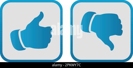 set di icone blu per pollice su e giù Illustrazione Vettoriale