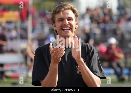 Craig Engels all'Arcadia Invitational High School Track Meeting, sabato 8 aprile 2023, ad Arcadia, calib. Foto Stock