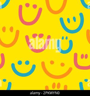 Sorrisi, April Fools Day modello senza cuciture. Sfondo con sorrisi di schizzo, illustrazione vettoriale Illustrazione Vettoriale
