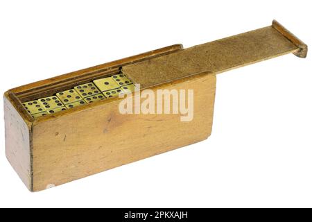 domino vintage set isolato su sfondo bianco Foto Stock