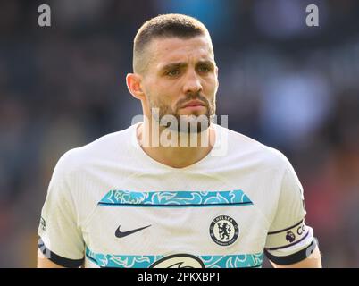 Wolverhampton, Regno Unito. 08th Apr, 2023. 08 Apr 2023 - Wolverhampton Wanderers / Chelsea - Premier League - Molineux Stadium. Mateo Kovacic di Chelsea durante la partita della Premier League al Molineux Stadium, Wolverhampton. Picture Credit: Notizie dal vivo su Mark Pain/Alamy Foto Stock