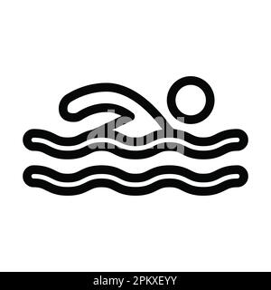 Icona Swimmer Vector Thick Line per uso personale e commerciale. Foto Stock