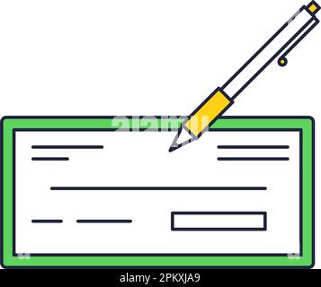 Assegno e penna icona vettore banca scacchiera Illustrazione Vettoriale