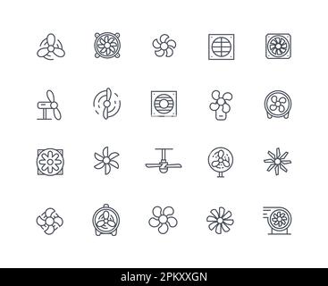 Insieme di contorni delle icone delle ventole Illustrazione Vettoriale