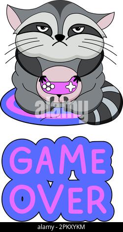 Solo un divertente raccoon. Grasso carino gamer raccoon Illustrazione Vettoriale