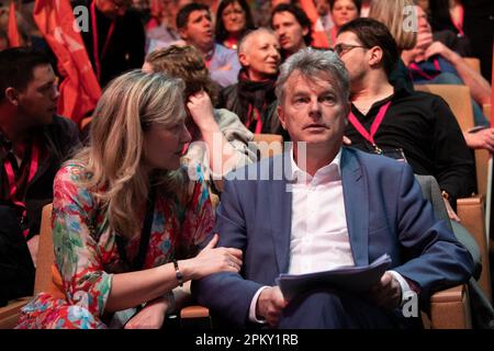 Marsiglia, Francia. 10th Apr, 2023. Fabien Roussel è visto durante il giorno di chiusura del 39th° Congresso del Partito Comunista Francese (PCF) a Marsiglia, in Francia, il 10 aprile 2023. Foto di Laurent Coust/ABACAPRESS.COM Credit: Abaca Press/Alamy Live News Foto Stock