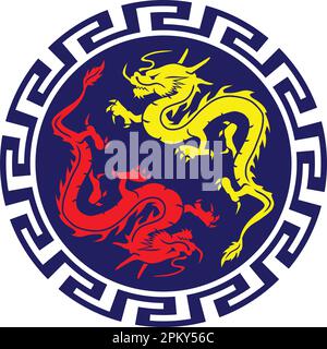 Dragon Yinyang simbolo vettore cinese Illustrazione Vettoriale