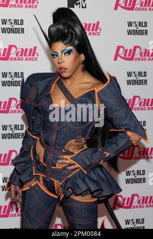 JAX partecipa all'arrivo del Drag Race Season 15 finale di RuPaul all'Ace Hotel di Los Angeles, California, il 1 aprile 2023. (Foto di Corine Solberg/Sipa USA) Foto Stock