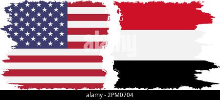 Yemen e USA bandiere grunge connessione, vettore Illustrazione Vettoriale
