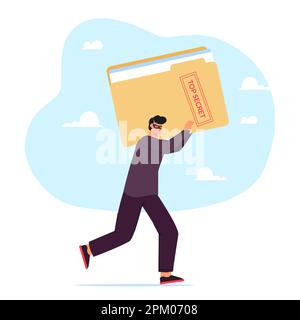 Spia nella maschera che porta grande file segreto superiore Illustrazione Vettoriale