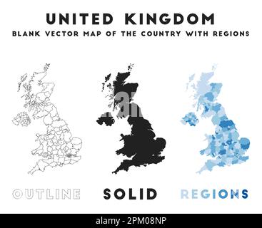 Mappa del Regno Unito. Confini del Regno Unito per la tua infografica. Forma vettoriale del paese. Illustrazione vettoriale. Illustrazione Vettoriale