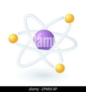 icona del segno atomo stile cartone animato 3d su sfondo bianco Illustrazione Vettoriale