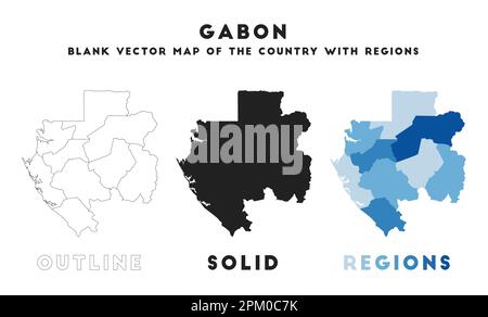 Mappa del Gabon. Confini del Gabon per la vostra infografica. Forma del paese vettoriale. Illustrazione vettoriale. Illustrazione Vettoriale