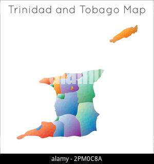 Mappa bassa Poly di Trinidad e Tobago. Trinidad e Tobago poligono geometrico, carta in stile mosaico. Illustrazione Vettoriale