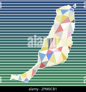Illustrazione vettoriale di Fuerteventura. Design Fuerteventura su sfondo a righe sfumate. Tecnologia, Internet, rete, concetto di telecomunicazione. Illustrazione Vettoriale