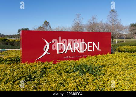 L’insegna di Darden presso la loro sede centrale a Orlando, FL, USA. Foto Stock