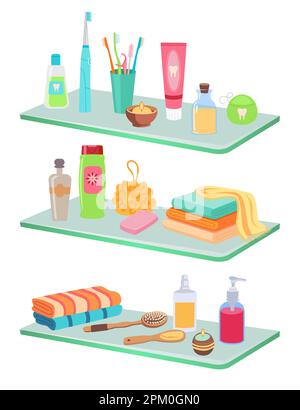 Set di illustrazioni vettoriali per l'igiene personale Illustrazione Vettoriale