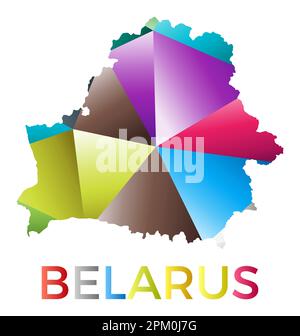 Colore luminoso a forma di Bielorussia. Multicolore stile geometrico logo paese. Design moderno e alla moda. Sorprendente illustrazione vettoriale. Illustrazione Vettoriale