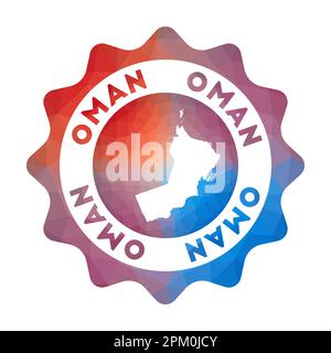 Logo Oman basso in polietilene. Colorato logo da viaggio del paese in stile geometrico. Illustrazione Vettoriale