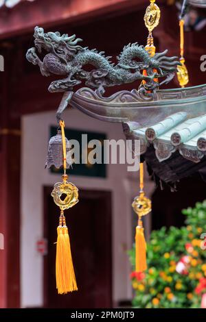 Un buon augurio al Tempio di Thian Hock Keng, Singapore Foto Stock