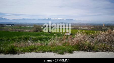 L'antica città di Hierapolis, situata vicino allo splendido paesaggio del Castello di cotone di Pamukkale, nell'Egeo della Turchia Foto Stock