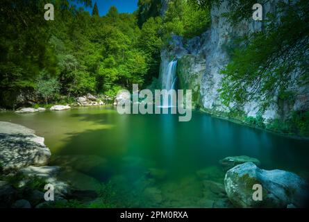 Bellissima cascata di Ilica. HORMA Canyon. Parco nazionale delle montagne di Kure. Destinazioni di viaggio in Turchia. Kastamonu. Turchia Foto Stock