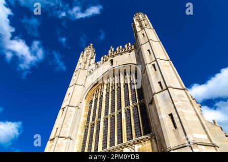 Esterno della King's College Chapel presso la Cambridge University, Cambridge, Regno Unito Foto Stock