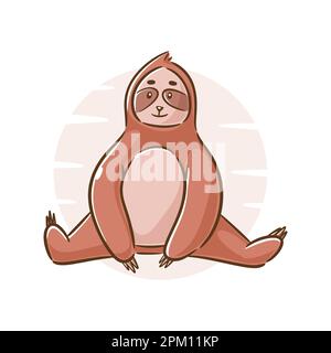 Cute bambino sloth disegno di contorno Illustrazione Vettoriale