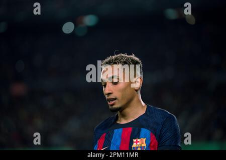 Barcellona, Spagna, 10 aprile 2023. Spagna-Calcio-la Liga Santander FC Barcellona contro Girona FC. (22) Raphinha Credit: Joan G/Alamy Live News Foto Stock