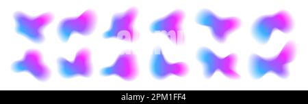 Forme fluide, forme liquide sfocate, elementi di disegno astratti ondulati, effetto dinamico di blob acquerello. Illustrazione Vettoriale