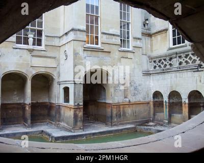 Bagni Romani Histroric nella città di Bath, Inghilterra Foto Stock