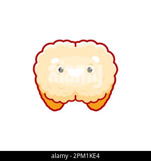 Cartone animato cervello corpo umano organo carattere. Cranio vettoriale personage anatomico con viso sorridente carino. Assistenza sanitaria, medicina per i bambini Illustrazione Vettoriale