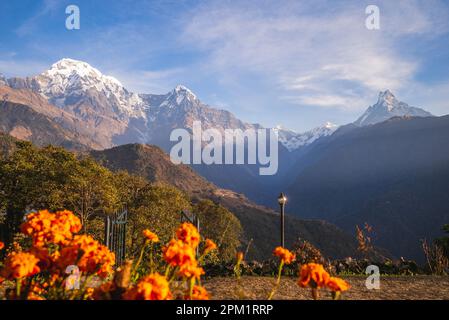 Scenario del villaggio di ghandruk vicino a Pokhara in Nepal Foto Stock