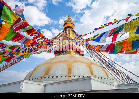 boudha stupa, aka Boudhanath, situato a kathmandu, nepal Foto Stock