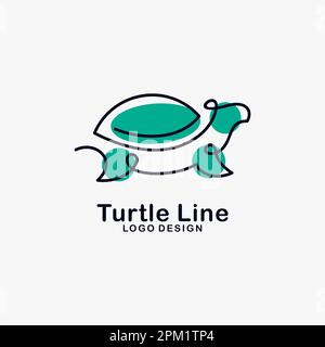 Design con logo artistico Turtle line Illustrazione Vettoriale