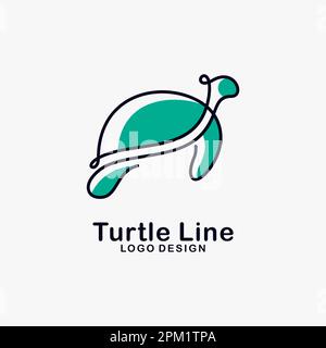 Design con logo artistico Turtle line Illustrazione Vettoriale