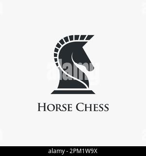 Cavallo scacchi logo design Illustrazione Vettoriale