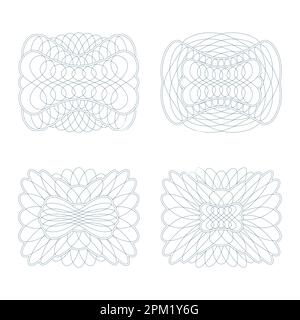 Set di rosette decorative su sfondo bianco. Illustrazione Vettoriale