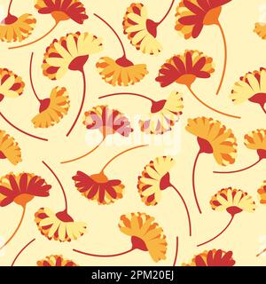 Fiori in fiore con steli, motivo senza cuciture Illustrazione Vettoriale