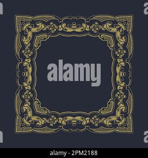 Una cornice dorata con bordo rotondo. Illustrazione Vettoriale