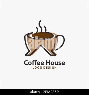 Design del logo della casa del caffè Illustrazione Vettoriale