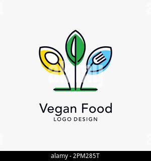 Design con logo vegano per gli alimenti Illustrazione Vettoriale
