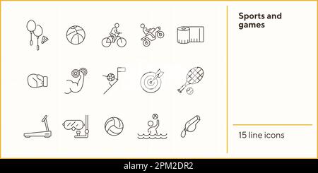 Set di icone linea sport e giochi Illustrazione Vettoriale